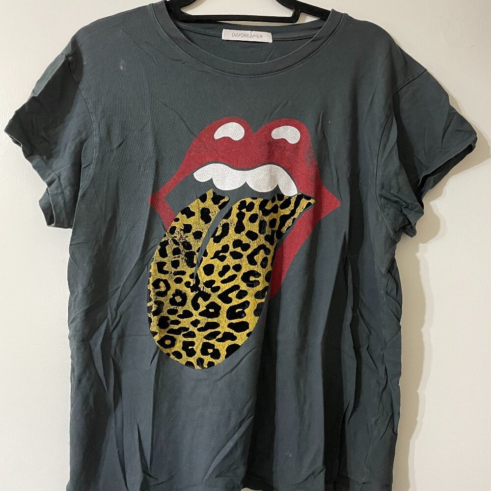 Free People Rolling Stones Leopard Tongue Graphic Tee – Size L
